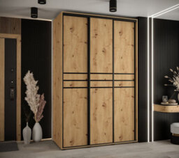 Arte Rustic Oak Artisan Sliding Wardrobe W160Cmh205Cmd60Cm - Stylish Storage With Natural Charm - thumbnail 2