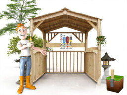 Edecks Atlas Garden Bar Gazebo - Pressure Treated Outdoor Timber Diy Kit - 1990mm X 1990mm With Bolt Down Anchors 2.07M - thumbnail 1