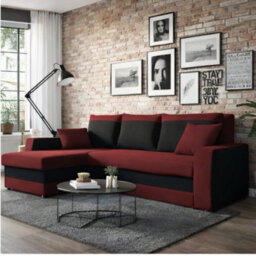 Kris M Corner Sofa Bed Has Storage Ottoman Polyurethane Foam Wooden Frame Plastic Legs 238X147X80Cm Brown And Black - thumbnail 1