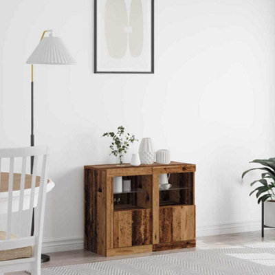 Walplus Side Cabinet 2 Pcs Old Wood 41 X 37 X 67 Cm Engineered Wood - image 1