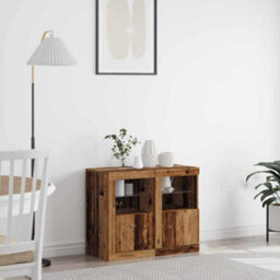 Walplus Side Cabinet 2 Pcs Old Wood 41 X 37 X 67 Cm Engineered Wood - thumbnail 1