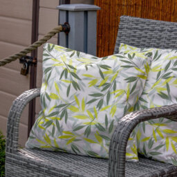 Gardenwize Pair Of Outdoor Garden Sofa Chair Furniture Scatter Cushions- Green/grey Leaf Print - thumbnail 1
