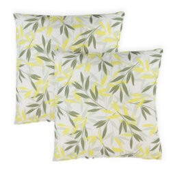 Gardenwize Pair Of Outdoor Garden Sofa Chair Furniture Scatter Cushions- Green/grey Leaf Print - thumbnail 2