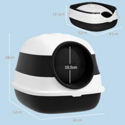 Pawhut Foldable Cat Litter Tray Hooded Cat Litter Box W/ High Side, Black - thumbnail 3