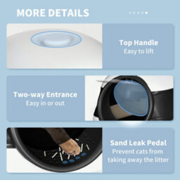 Pawhut Foldable Cat Litter Tray Hooded Cat Litter Box W/ High Side, Black - thumbnail 8