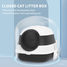 Pawhut Foldable Cat Litter Tray Hooded Cat Litter Box W/ High Side, Black - thumbnail 6