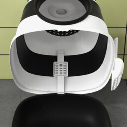 Pawhut Foldable Cat Litter Tray Hooded Cat Litter Box W/ High Side, Black - thumbnail 9