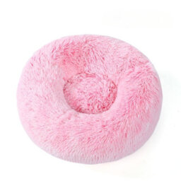 Dog Bed Donut Soft Large Plush Cat Beds For Calming Pet Anti Anxiety Washable Light Grey Xl - thumbnail 2