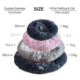 Dog Bed Donut Soft Large Plush Cat Beds For Calming Pet Anti Anxiety Washable Light Grey Xl - thumbnail 3