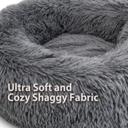 Dog Bed Donut Soft Large Plush Cat Beds For Calming Pet Anti Anxiety Washable Light Grey Xl - thumbnail 9