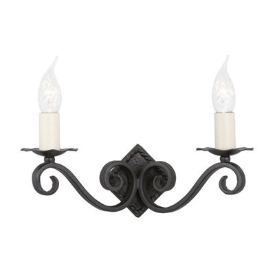 Luminosa Lighting Elstead Rectory 2 Light Indoor Candle Wall Light Black, E14 - image 1