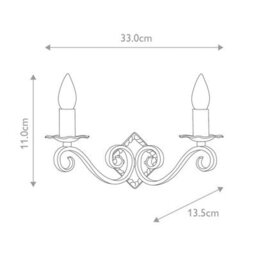 Luminosa Lighting Elstead Rectory 2 Light Indoor Candle Wall Light Black, E14 - thumbnail 5