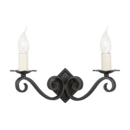 Luminosa Lighting Elstead Rectory 2 Light Indoor Candle Wall Light Black, E14 - thumbnail 1