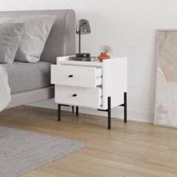 Decortie Modern Malta Nightstand White W 2 Drawers Storage Cabinet Organiser Side Bedside Table Metal Legs 48.6(W)Cm Bedroom, Home - thumbnail 5