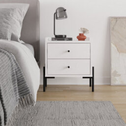 Decortie Modern Malta Nightstand White W 2 Drawers Storage Cabinet Organiser Side Bedside Table Metal Legs 48.6(W)Cm Bedroom, Home - thumbnail 4
