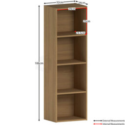 Lassic Vida Designs Oxford Oak 4 Tier Cube Bookcase Freestanding Shelving Unit (H)1060mm (W)320mm (D)240mm - thumbnail 2