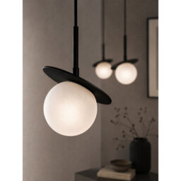 Luminosa Lighting Luminosa Aura Bar Pendant Ceiling Light Black White Glass Shade 3X E27 - thumbnail 3