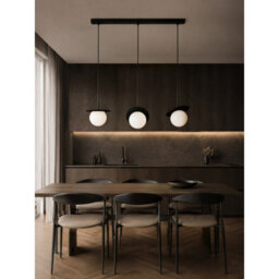 Luminosa Lighting Luminosa Aura Bar Pendant Ceiling Light Black White Glass Shade 3X E27 - thumbnail 2