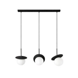 Luminosa Lighting Luminosa Aura Bar Pendant Ceiling Light Black White Glass Shade 3X E27 - thumbnail 1