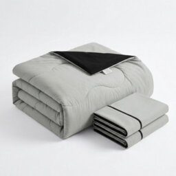 Reversible 10.5 Tog Coverless Duvet Set Grey Soft Microfibre Quilt With Quilted Pillowcase Covers - thumbnail 6