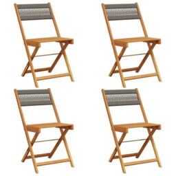 Berkfield Folding Garden Chairs 4 Pcs Grey Solid Wood Acacia - thumbnail 2