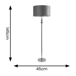 Valuelights Marissa Chrome Stacked Ball Floor Lamp With Grey Velvet With Chrome Inner Lamp Shade - thumbnail 4