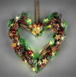 Shatchi 35Cm B/o Led Twig Hanging Heart Red/brown - thumbnail 2