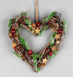Shatchi 35Cm B/o Led Twig Hanging Heart Red/brown - thumbnail 1
