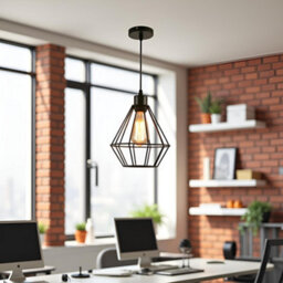 2 Pcs Black Geometric Ceiling Pendant Light With 95Cm Adjustable Cable And E27 Socket For Kitchen Or Bedroom - thumbnail 4