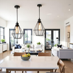 2 Pcs Black Geometric Ceiling Pendant Light With 95Cm Adjustable Cable And E27 Socket For Kitchen Or Bedroom - thumbnail 7