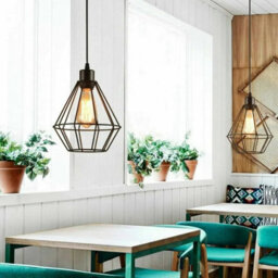 2 Pcs Black Geometric Ceiling Pendant Light With 95Cm Adjustable Cable And E27 Socket For Kitchen Or Bedroom - thumbnail 6