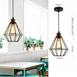 2 Pcs Black Geometric Ceiling Pendant Light With 95Cm Adjustable Cable And E27 Socket For Kitchen Or Bedroom - thumbnail 3