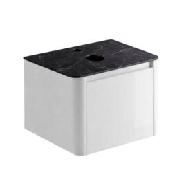 Plum&clay Mayfair Gloss White Wall Hung Bathroom Vanity Unit With Black Slate Countertop (W)650mm (H)406mm - thumbnail 3