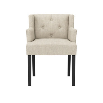 LPD Shay Stone Winged Armed Dining Chair With Anthracite Linen Fabric (1 Per Pack) - image 1