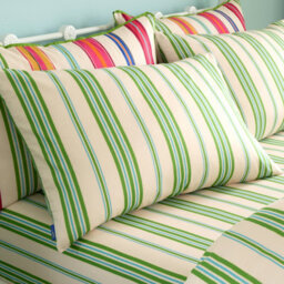Sophie Robinson Sophie Stripe 100% Cotton Reversible Standard Pillow Case With Envelope Closure Green - thumbnail 1