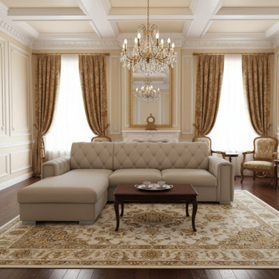 Roma Corner Sofa Bed Has Storage Polyurethane Foam Wave Springs Metal Legs Wooden Frame 267X85X185Cm Beige Left - image 1