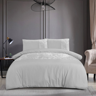 Smart Living Soft & Elegant Cosy Velvet Cuff Panel Duvet Cover Set With Pillowcases - image 1