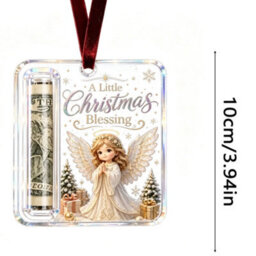 Amorly 3 Pack Christmas Acrylic Cash Holder Ornament Money Holder Hanging Decoration For Christmas Tree Gift - thumbnail 2
