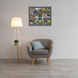 AK Frames 80X70Cm Dark Grey Modern Multi Photo Frame With Blue Mount - Holds 20 Apertures (18X) 6X4, (2X) 4X4 Photos - thumbnail 3