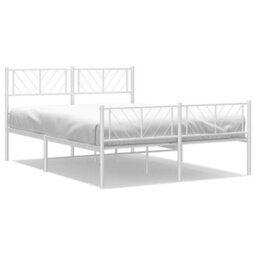 Berkfield Metal Bed Frame With Headboard And Footboard White 150X200 Cm - thumbnail 2