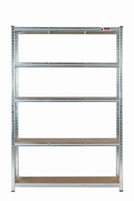 Rhino Racking 2 Bays - 180 X 120 X 45Cm - Galvanised - 5 Tier Boltless Heavy Duty Garage Shelving Unit - 1000Kg Load Weight - image 1