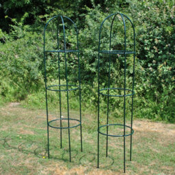 Selections Set Of 2 Green Metal Garden Obelisks - thumbnail 2