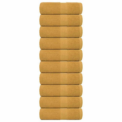 Berkfield Wash Towels 10 Pcs Frogn Gold 30X30 Cm 100% Cotton - image 1
