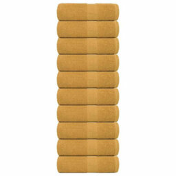 Berkfield Wash Towels 10 Pcs Frogn Gold 30X30 Cm 100% Cotton
