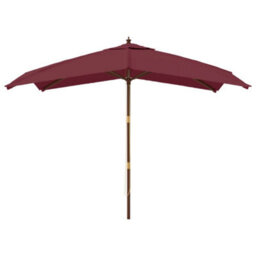 Berkfield Garden Parasol With Wooden Pole Bordeaux Red 300X300X273 Cm - thumbnail 3