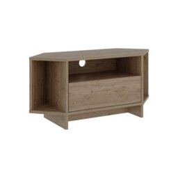 Decortie Modern Viva Corner Tv Unit Up To 40 Inch Tvs Push-To-Open Storage Cabinet, Open Shelf Media Centre 95.7(W)Cm Natural Oak - thumbnail 2