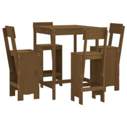 Berkfield 5 Piece Garden Bar Set Honey Brown Solid Wood Pine - thumbnail 2