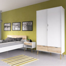 Furniture To Go Oslo Bedside 1 Drawer In White And Oak Set Of 2 - thumbnail 8