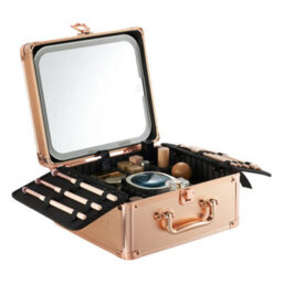 Living And Home Rose Gold Portable Usb Rechargeable Adjustable Lighting Makeup Case With Led Mirror, 25Cm W X 12.5Cm D X 21.5Cm H - thumbnail 6