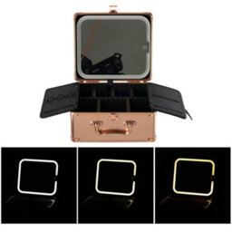 Living And Home Rose Gold Portable Usb Rechargeable Adjustable Lighting Makeup Case With Led Mirror, 25Cm W X 12.5Cm D X 21.5Cm H - thumbnail 5